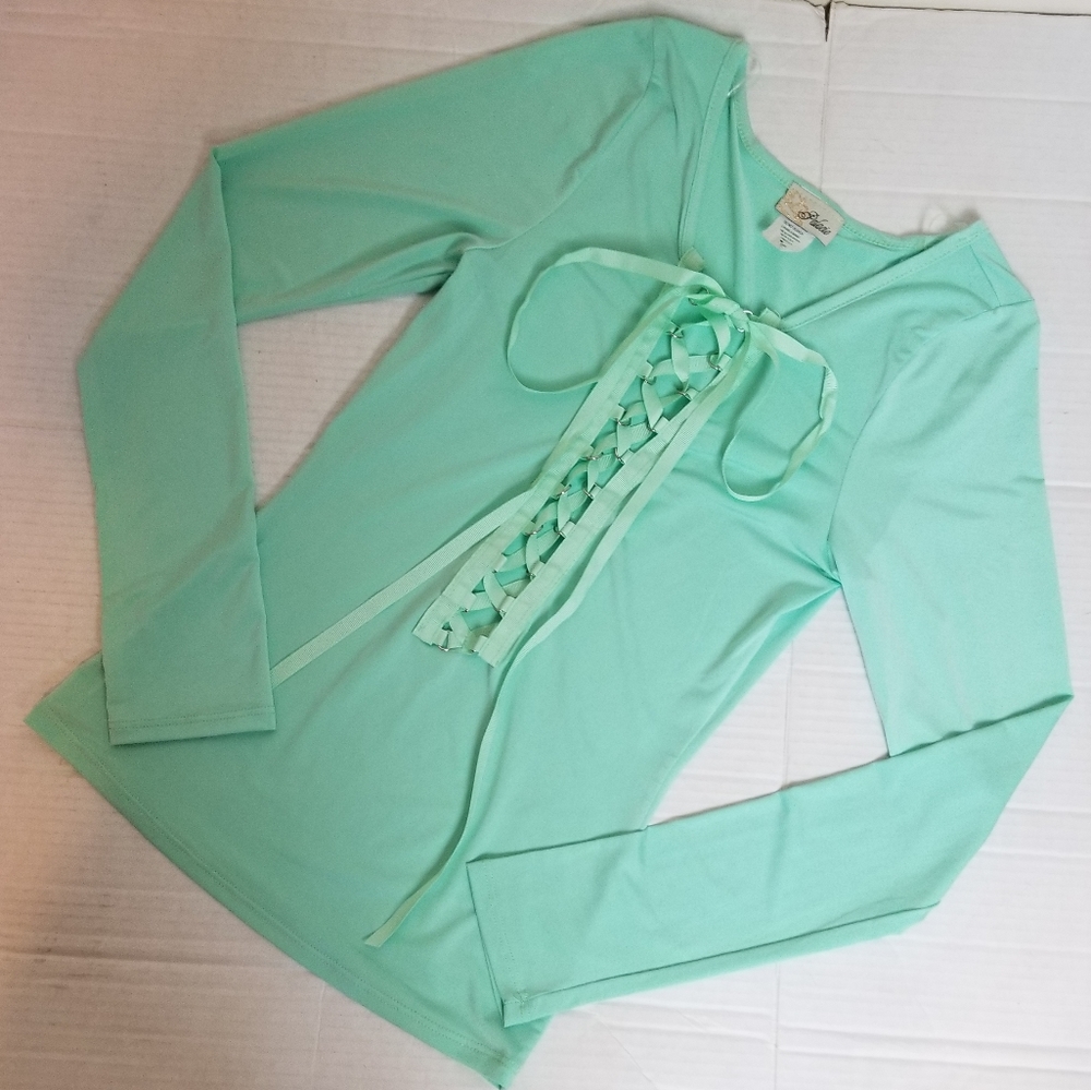 *NEW!* Palacio mint green stretchy lace up top